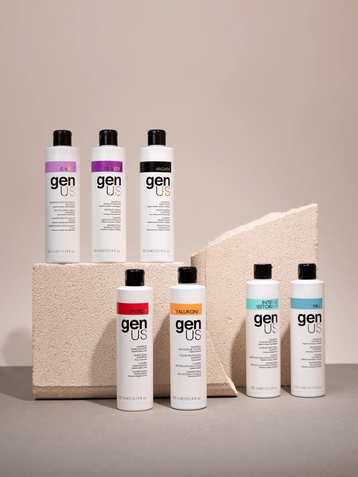 GENUS — A professional cleansing solution for every hair need.