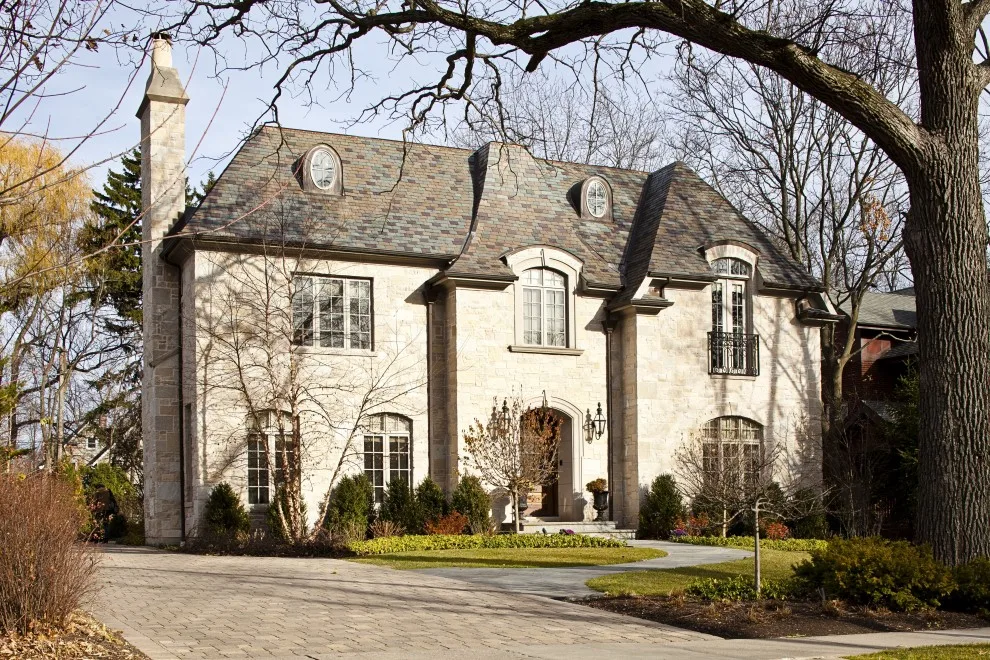 Country French eclectic home - with asymmetrical facade