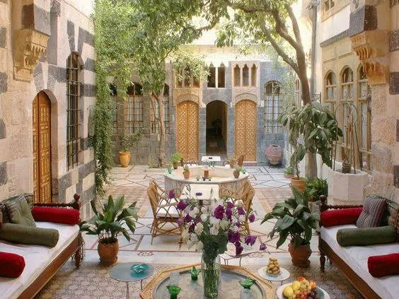 Image result for types of tiles in courtyard syrian house