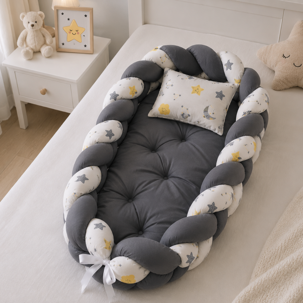 Braided Baby Nest – Midnight Stars | بيبي نيست جديلة بتصميم النجوم الليلية