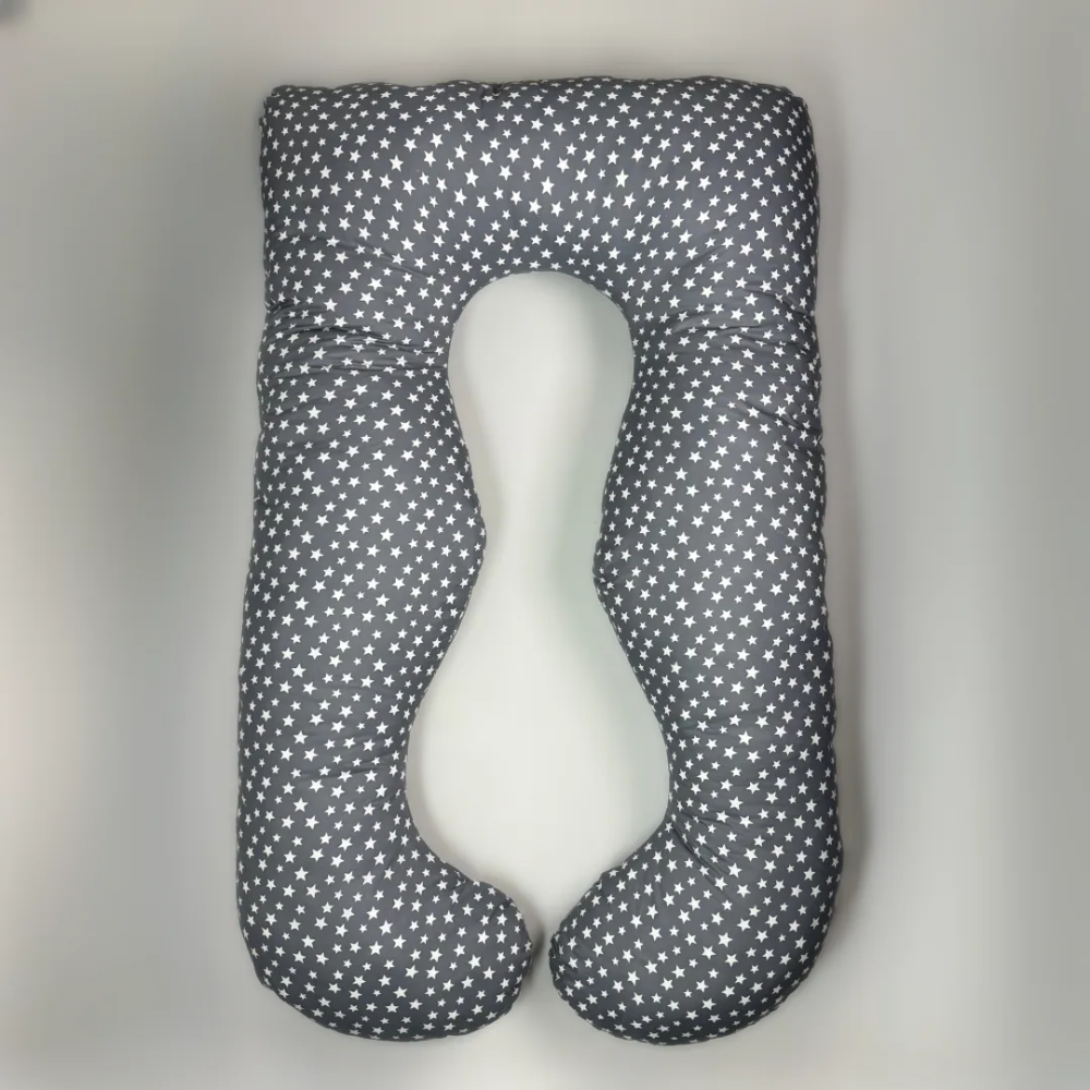 Pregnancy Pillow – Grey Stars | مخدة حمل بتصميم النجوم الرمادية