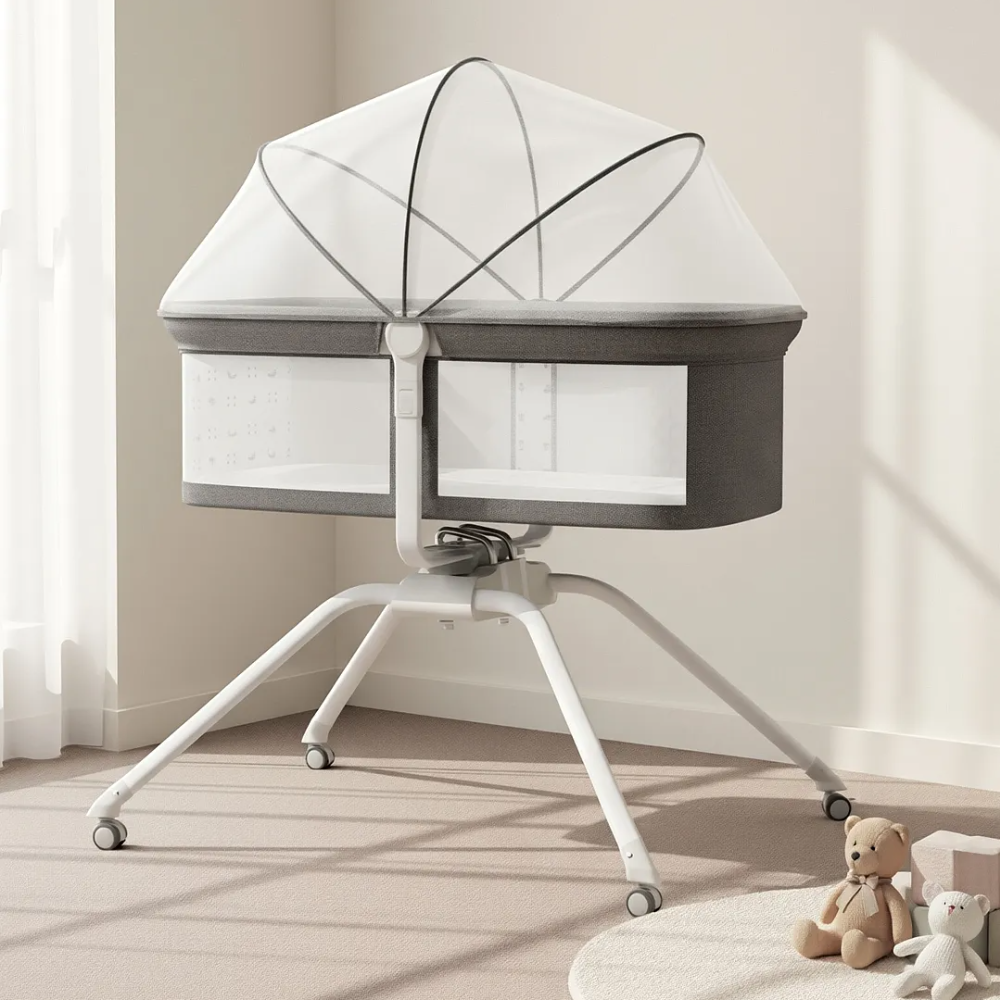 Burbay CozyNest Bedside Bassinet with Mosquito Net | سرير جانبي للمواليد مع ناموسية