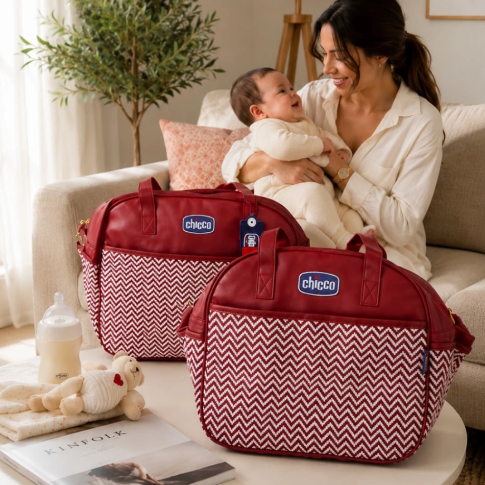 Chicco Mommy Bag Set – Cherry Luxe | طقم شنط أمومة شيكو شيري لوكس