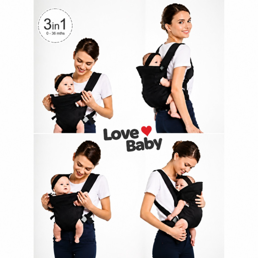 Baby Carrier Wrap Black Adjustable Sling | حمالة أطفال قماش قابلة للتعديل – أسود