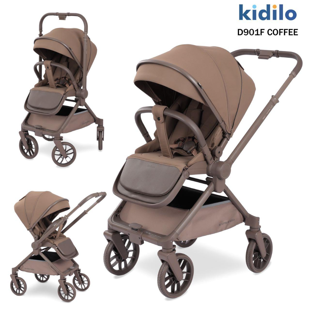 عرباية أطفال Kidilo D901 الفاخرة – قابلة للطي بمقعد قابل للعكس وتصميم فاخر | لون أسود