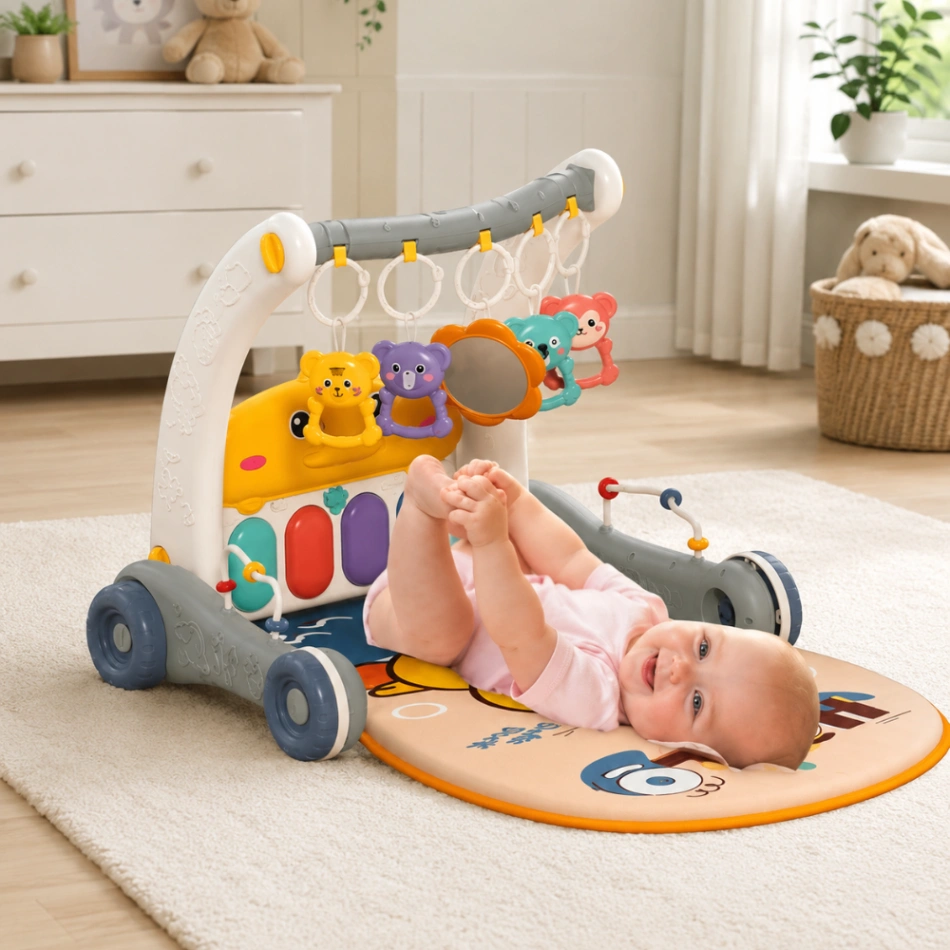 2-in-1 Baby Activity Nest &مع بيانو وسجادة ألعاب تفاعلية