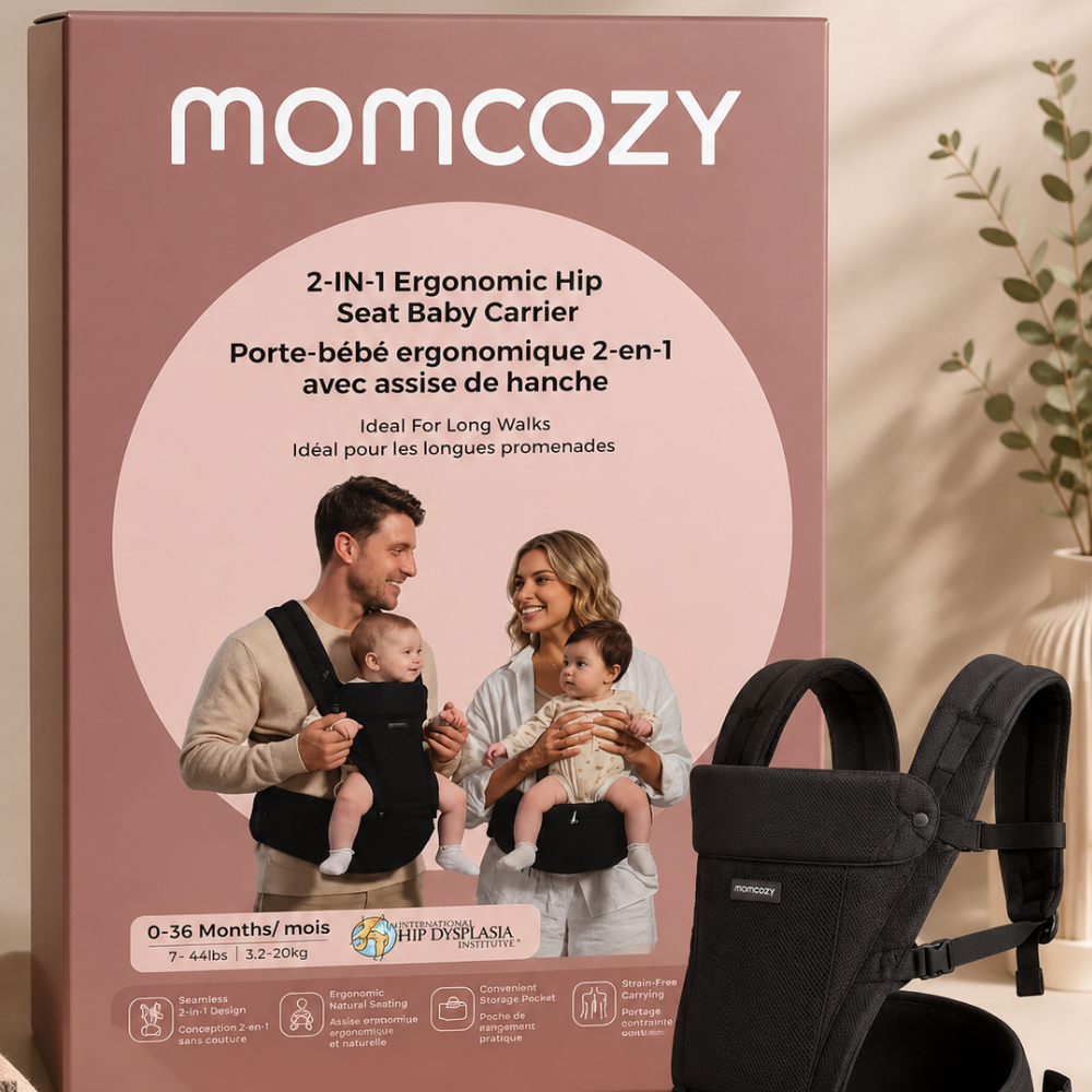 حمالة أطفال موم كوزي 2 في 1 بمقعد خصر مريح | Momcozy 2-in-1 Ergonomic Hip Seat Baby Carrier