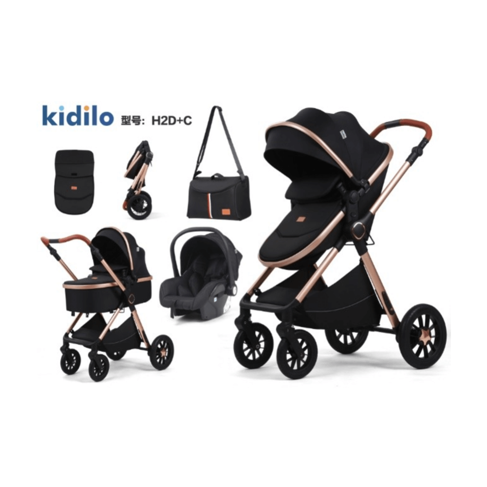 عرباية أطفال Kidilo H2D+C متعددة الاستخدامات مع كارسيت وسرير مواليد