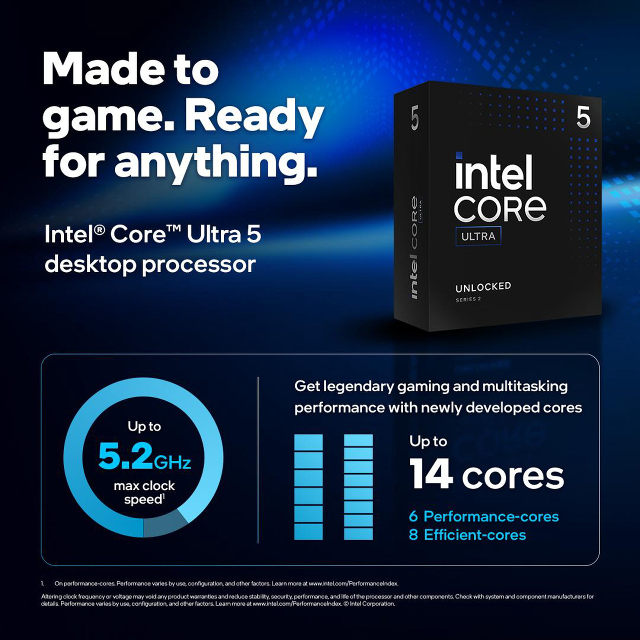 Intel Core Ultra 5 245KF Series 2 Processor, LGA1851, 14 Cores, Up to 5.20GHz (Tray)