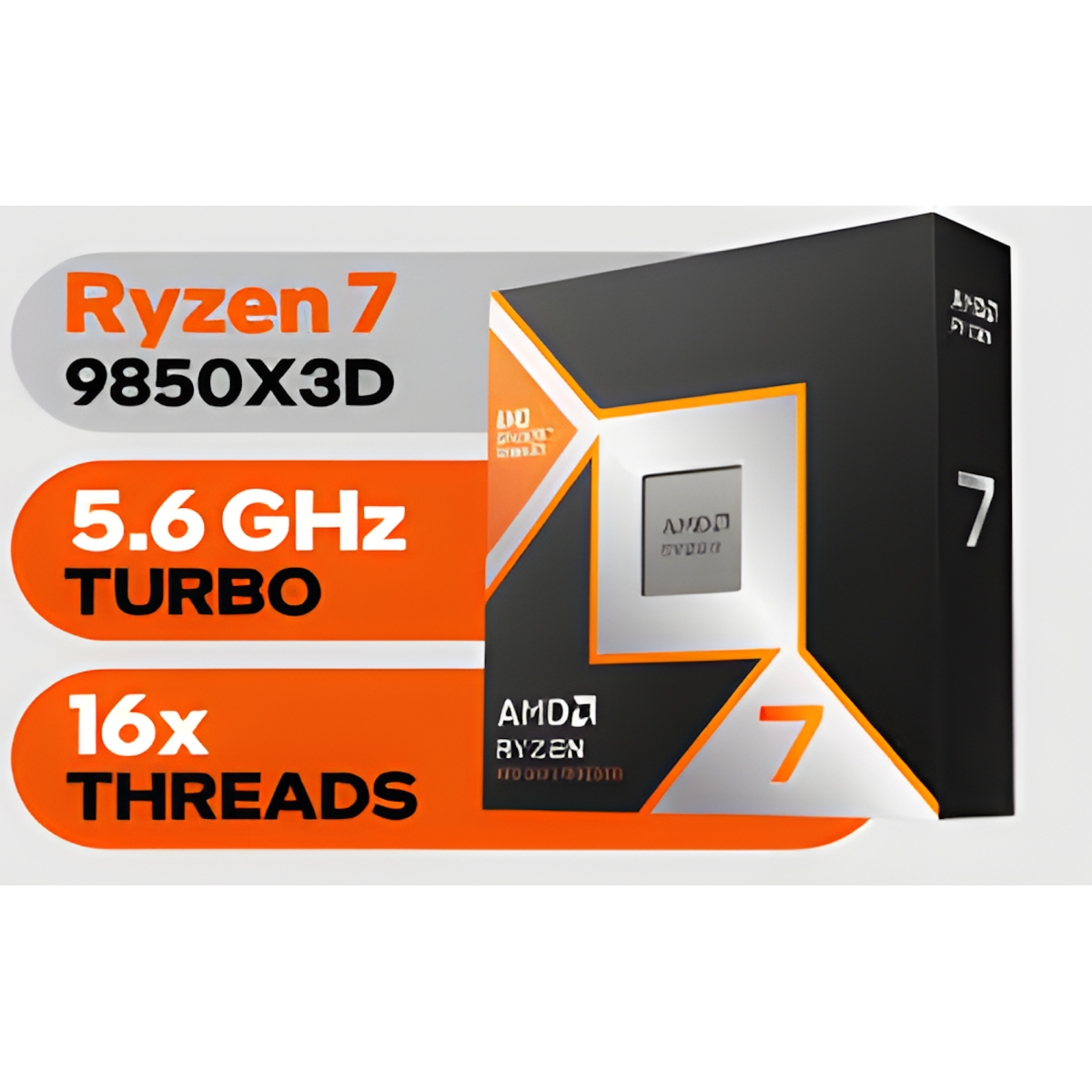 AMD Ryzen 7 9850X3D 8-Core AM5 Processor, 5.6GHz Boost, 96MB 3D V-Cache