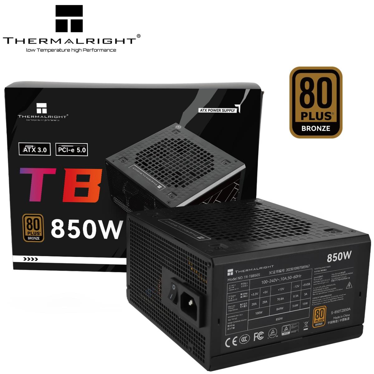 Thermalright TB-850 850W ATX 3.1 80 Plus Bronze Fixed Cable Power Supply