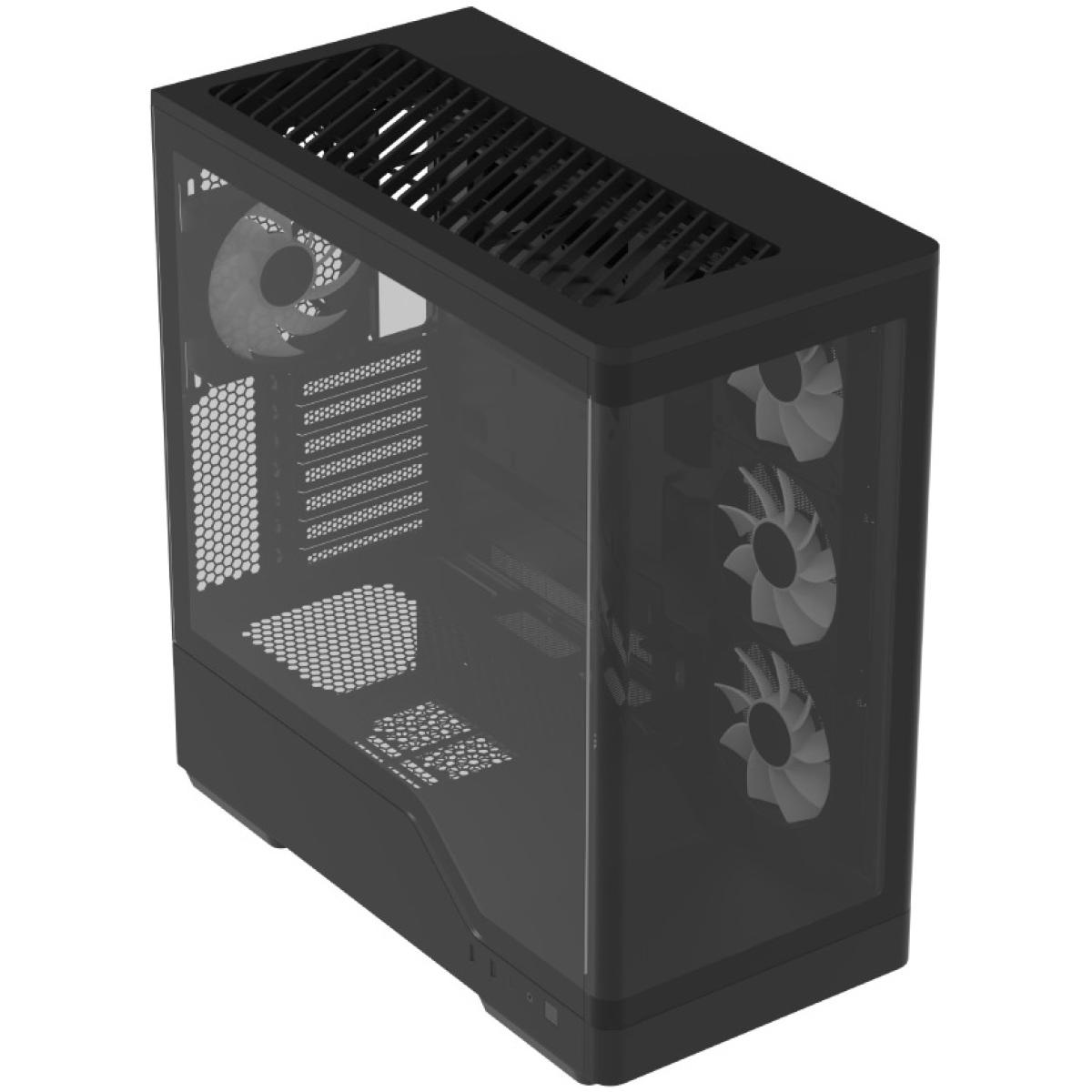 Aerocool P500A Black ARGB ATX Mid Tower Case with 4 ARGB Fans, Tempered Glass & BTF Compatibility