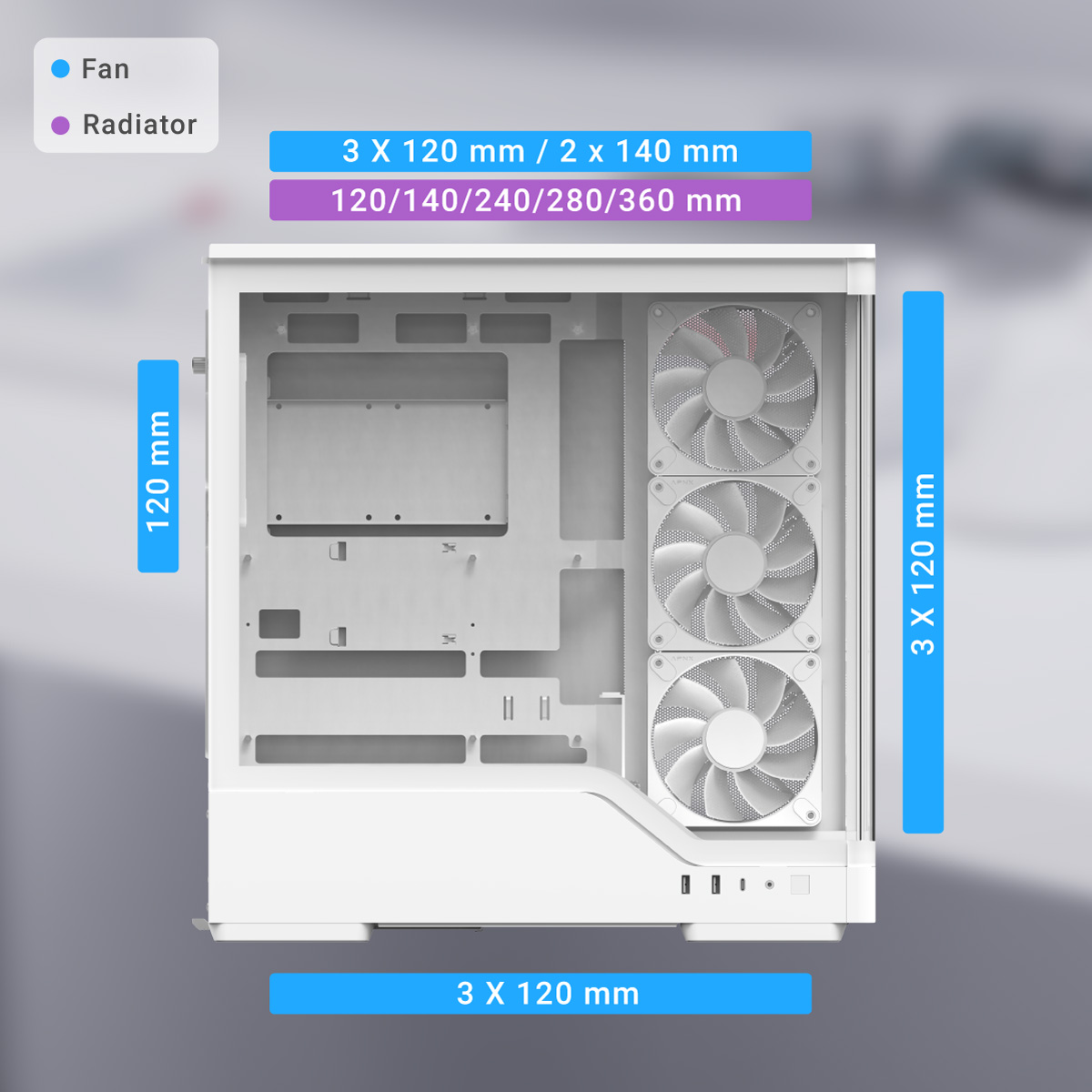Aerocool P500A White ARGB ATX Mid Tower Case with 4 ARGB Fans & Tempered Glass