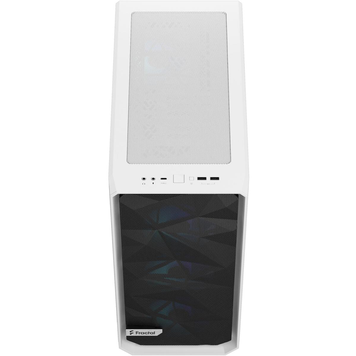 Fractal Design Meshify 2 Compact RGB Mid-Tower ATX Case — 4x Aspect 12 RGB PWM Fans, White TG Clear Tint