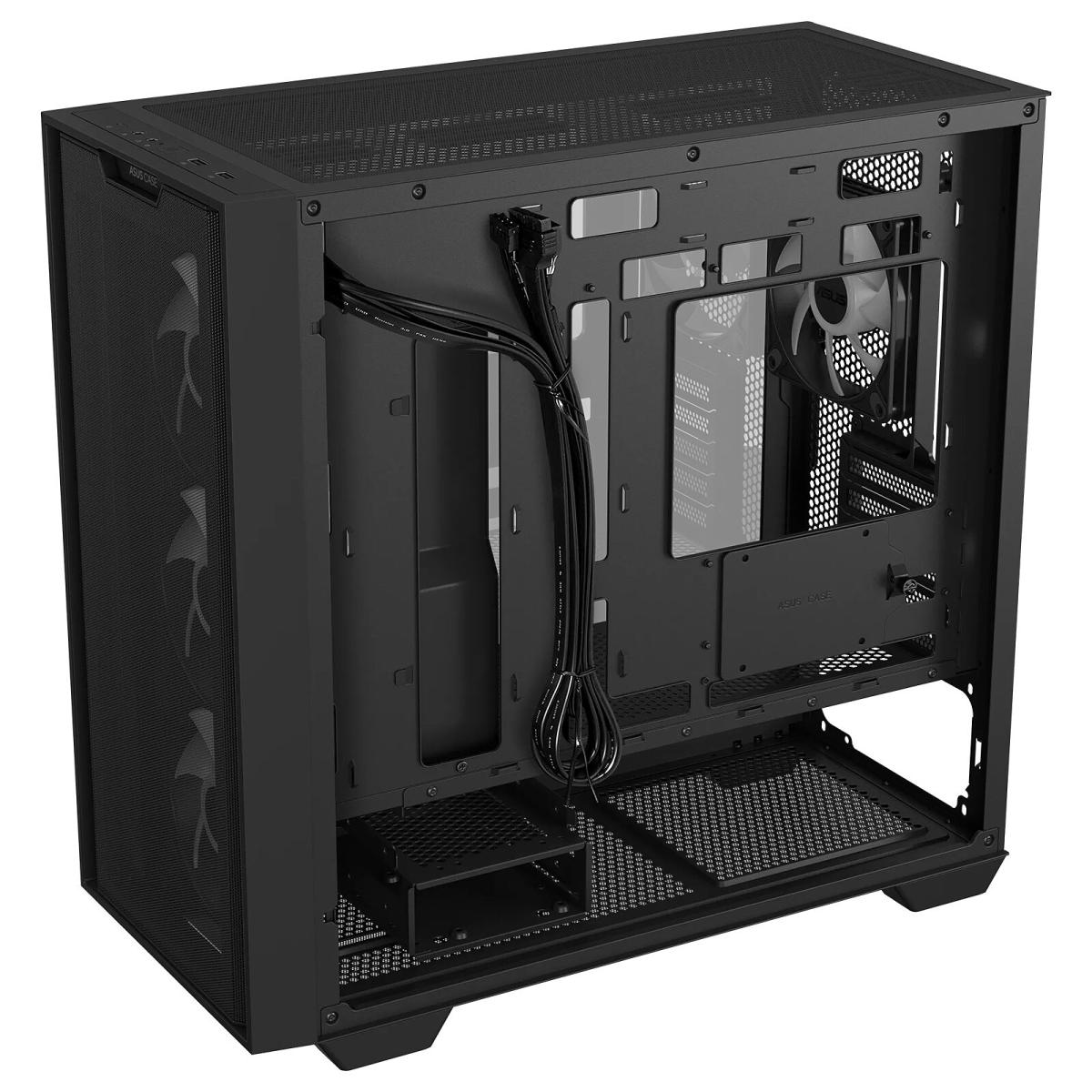 ASUS A21 PLUS (Black) Micro-ATX Mid Tower Tempered Glass Case — 4x 120mm ARGB Fans, Mesh Front Panel
