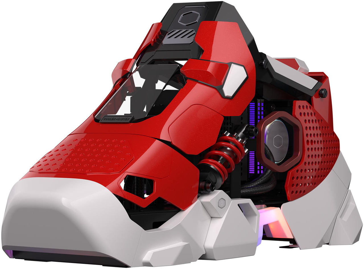 Cooler Master Sneaker X (Red) Mini-ITX Case Bundle — SFX 850W Gold + Flux 360 + MF120 Halo + PCIe 4.0 Riser