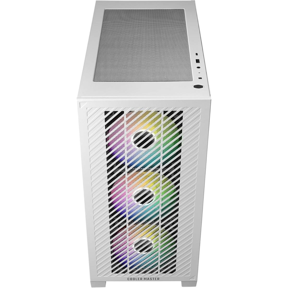 Cooler Master Elite 301 Micro-ATX Mini Tower Tempered Glass Case – White, 3x CF120 ARGB Fans