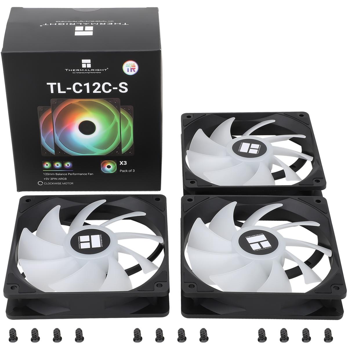 Thermalright TL-C12C-S X3 120mm ARGB Fans (3-Pack, Black)