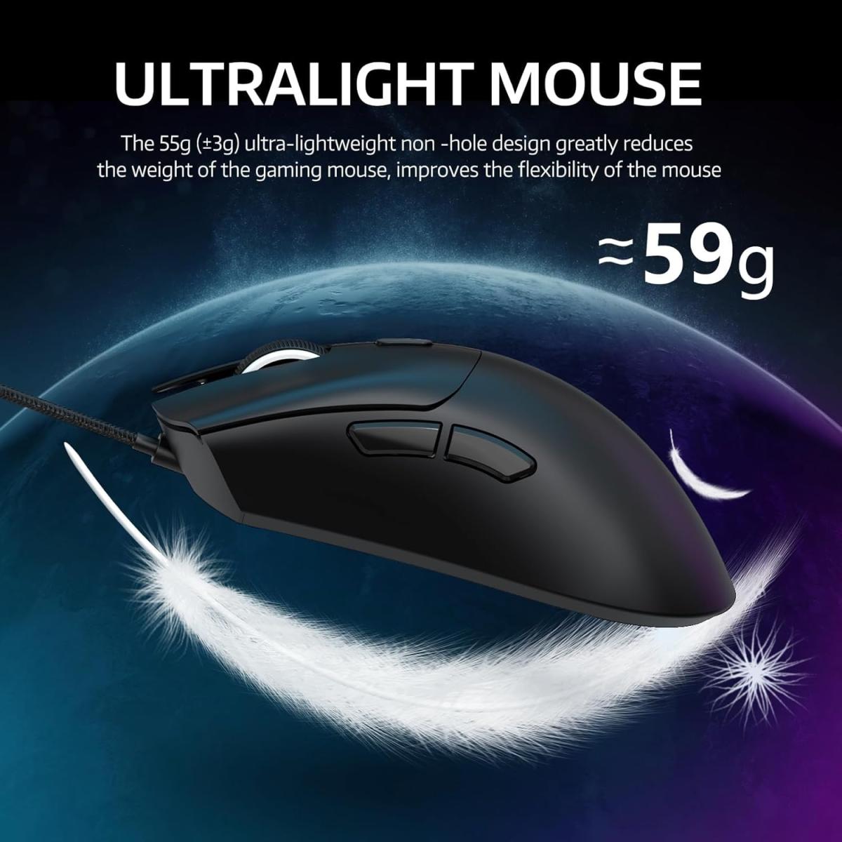 Attack Shark R1 Wireless Gaming Mouse – Tri-Mode, 18K DPI, 55g (Black)