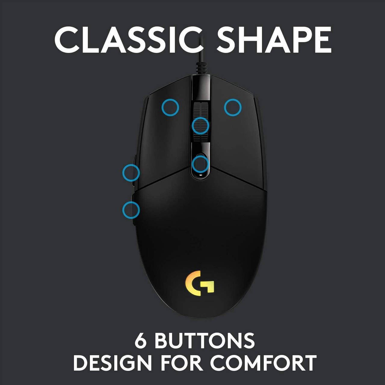 Logitech G102 Wired RGB Gaming Mouse 8000 DPI, 6 Buttons (Black)
