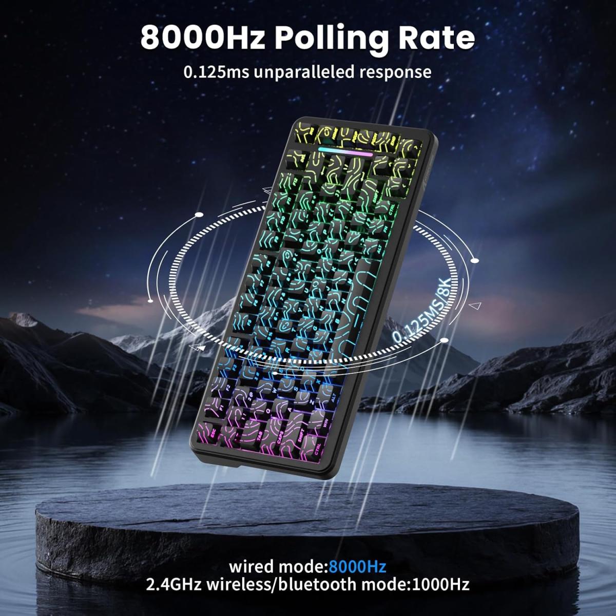 Attack Shark X82 PRO HE Tri-Mode Wireless Gaming Keyboard — Hall Effect, 8KHz, 5000mAh (Black Contours)