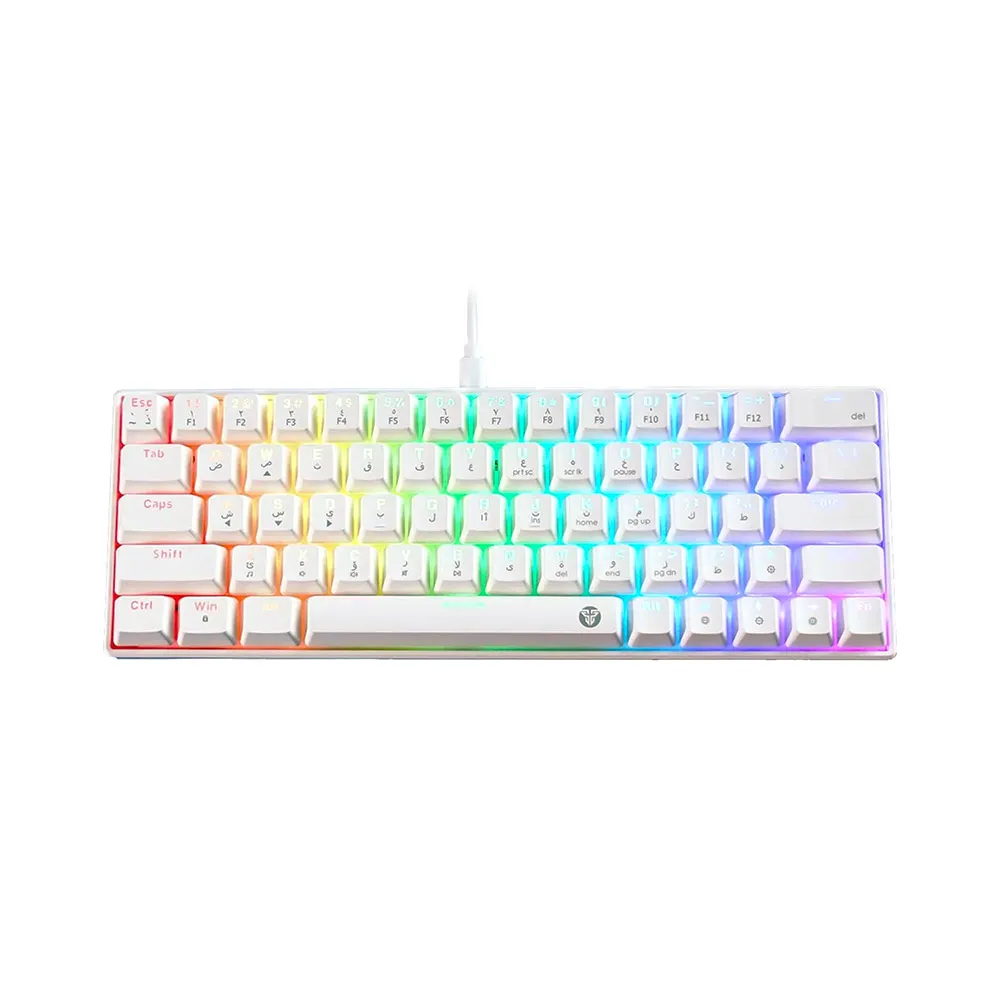 Fantech ATOM63 MK859 Wired RGB 60% Mechanical Gaming Keyboard - Red Switch, White, Arabic/English