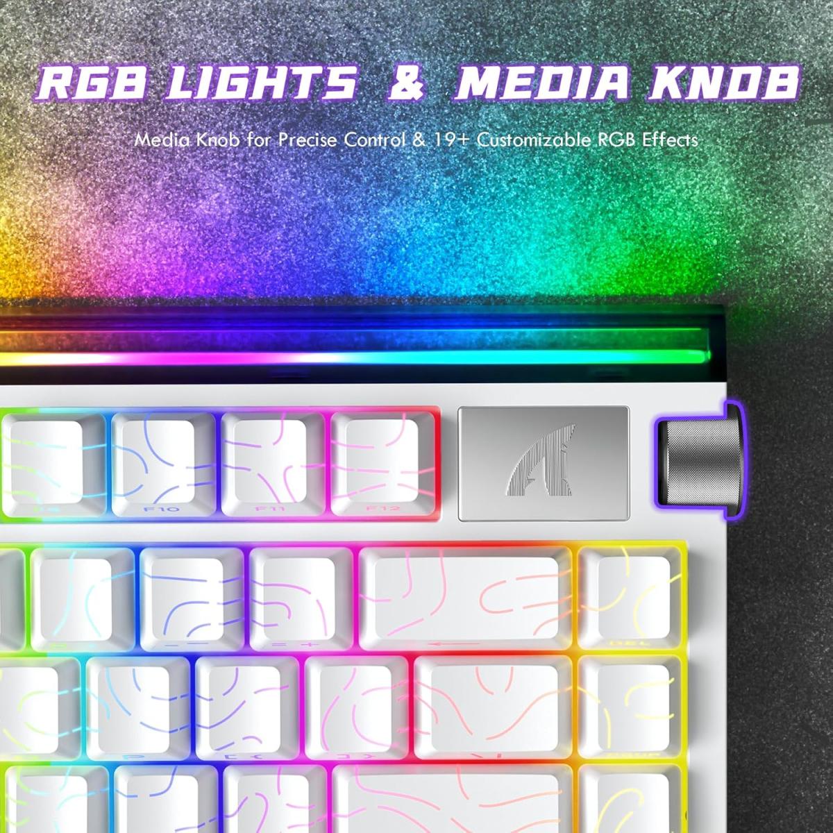 Attack Shark R85HE Wired 75% Hall Effect Mechanical RGB Gaming Keyboard — White Contour