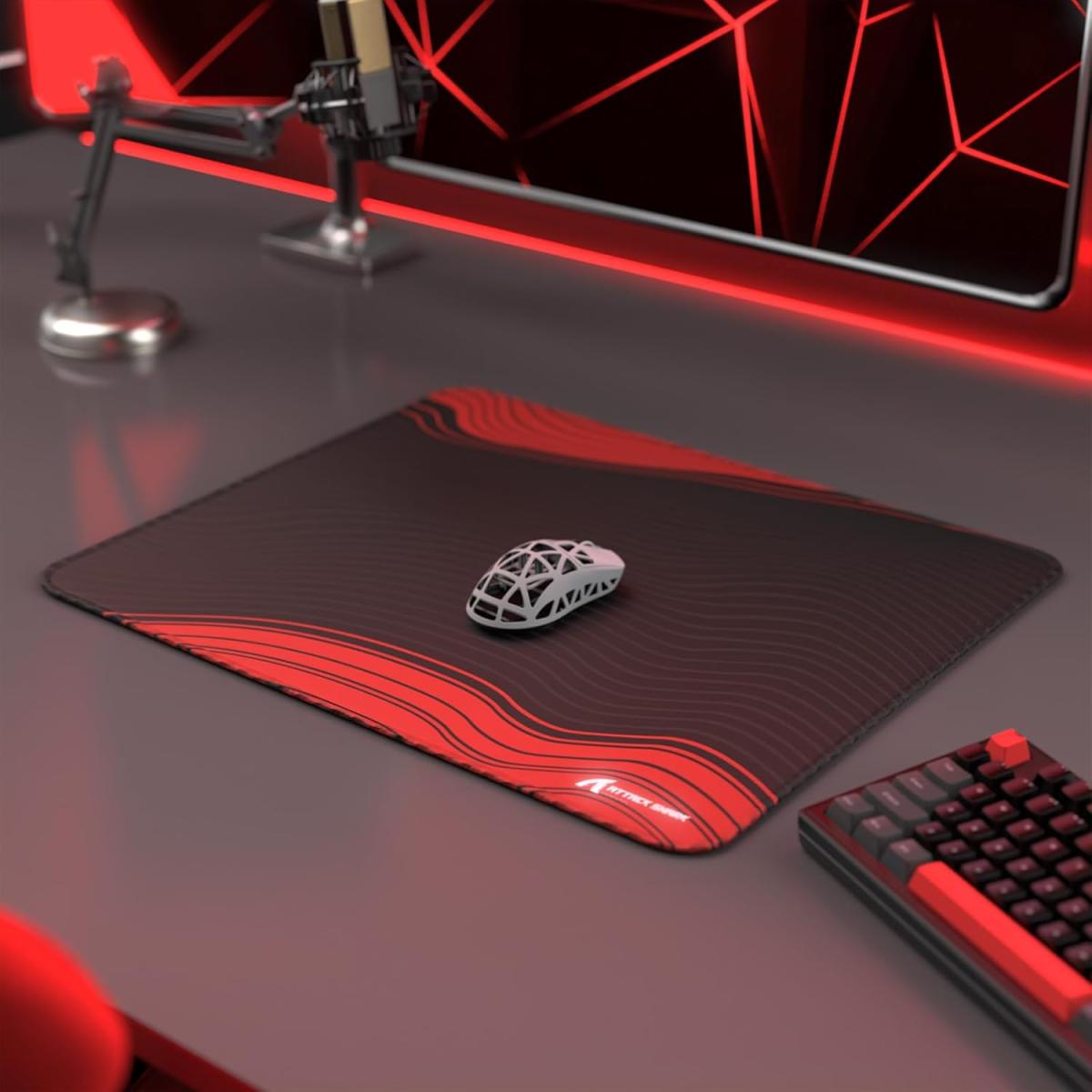 Attack Shark CM02 Gaming Mouse Pad Speed XL 17.72" x 15.75" Black/Red