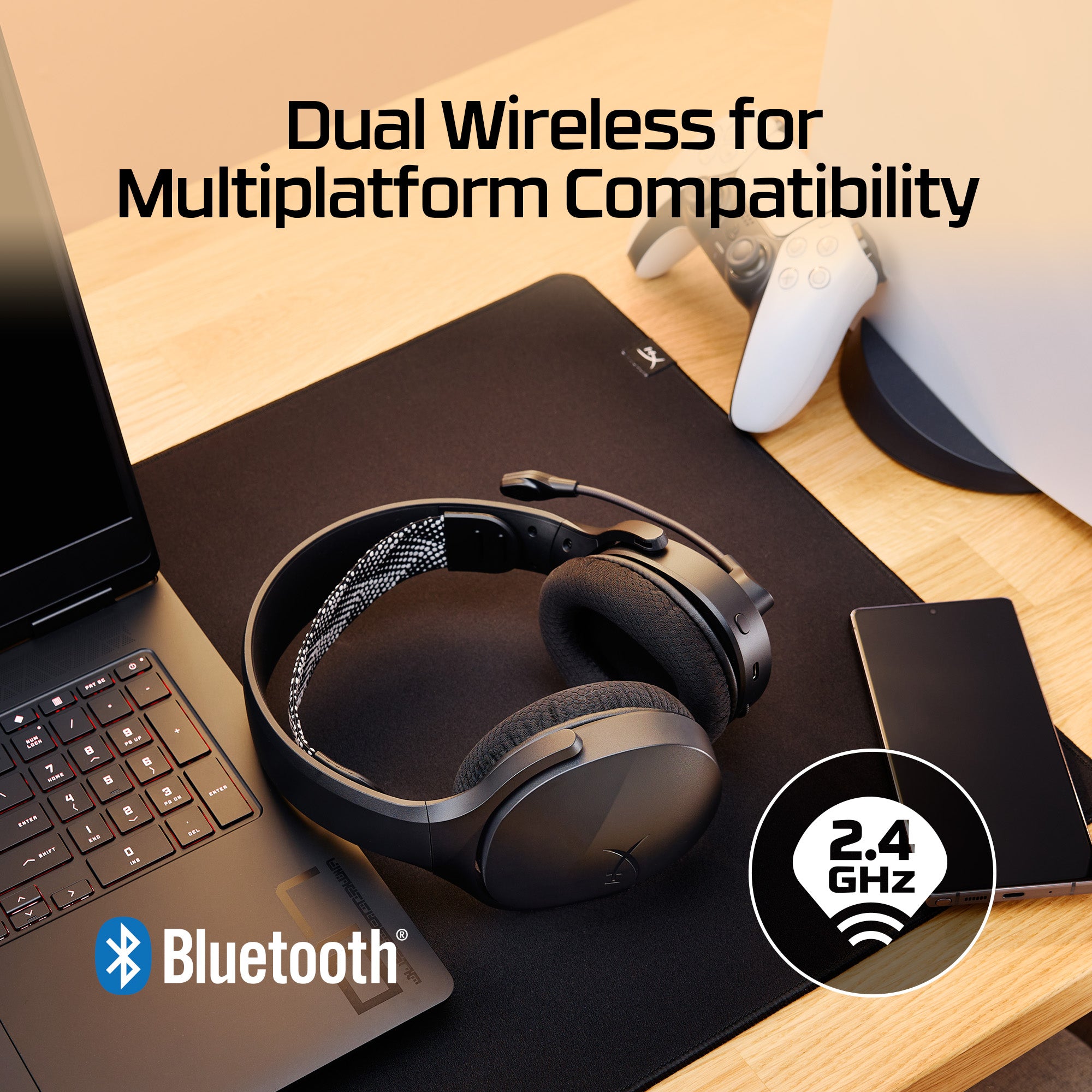 HyperX Cloud Jet Dual Wireless Gaming Headset, 2.4 GHz & Bluetooth, 25H Battery