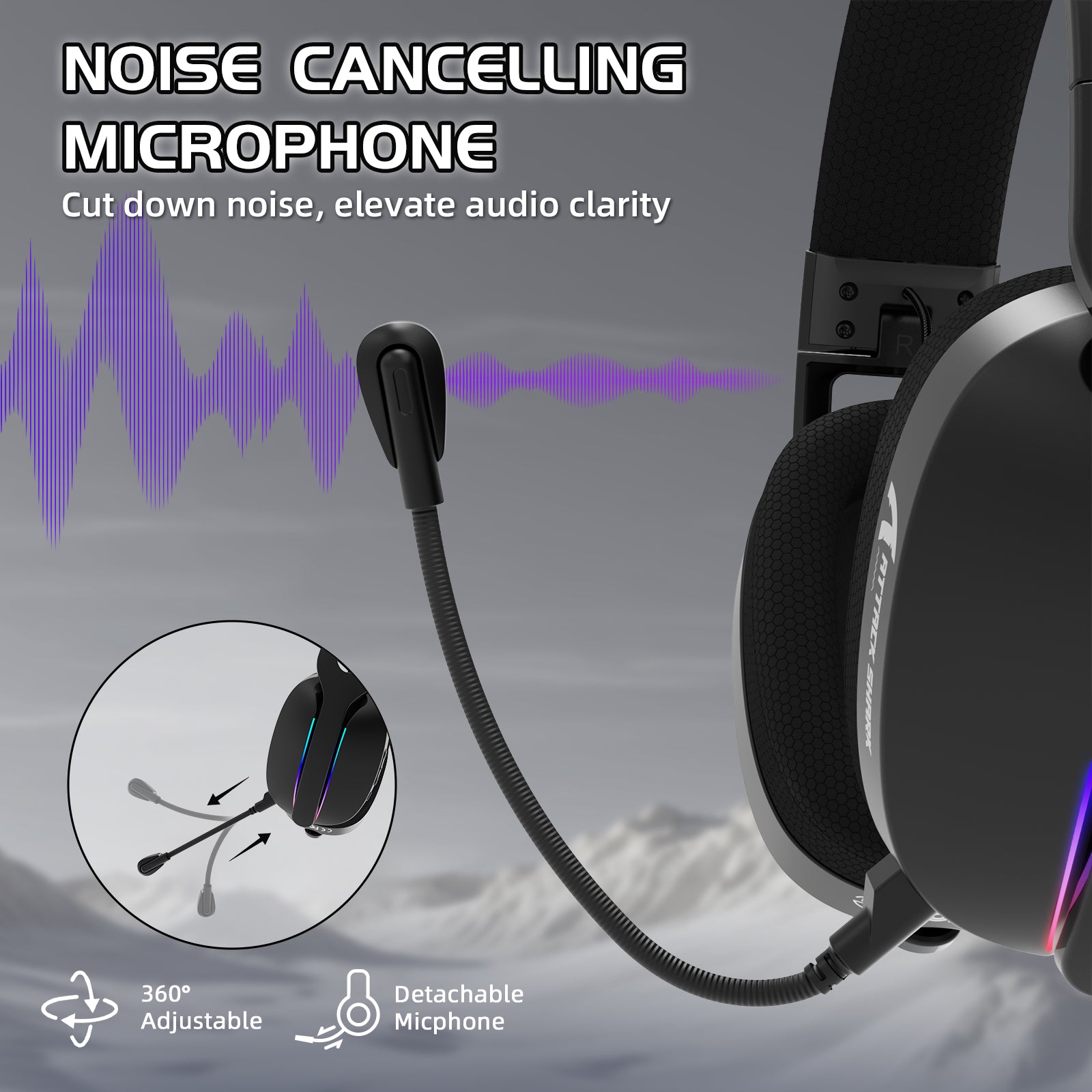 Attack Shark L90 Ultralight RGB Wireless Gaming Headset, Bluetooth 5.3 & 2.4G & Wired, 7.1 Surround - Black