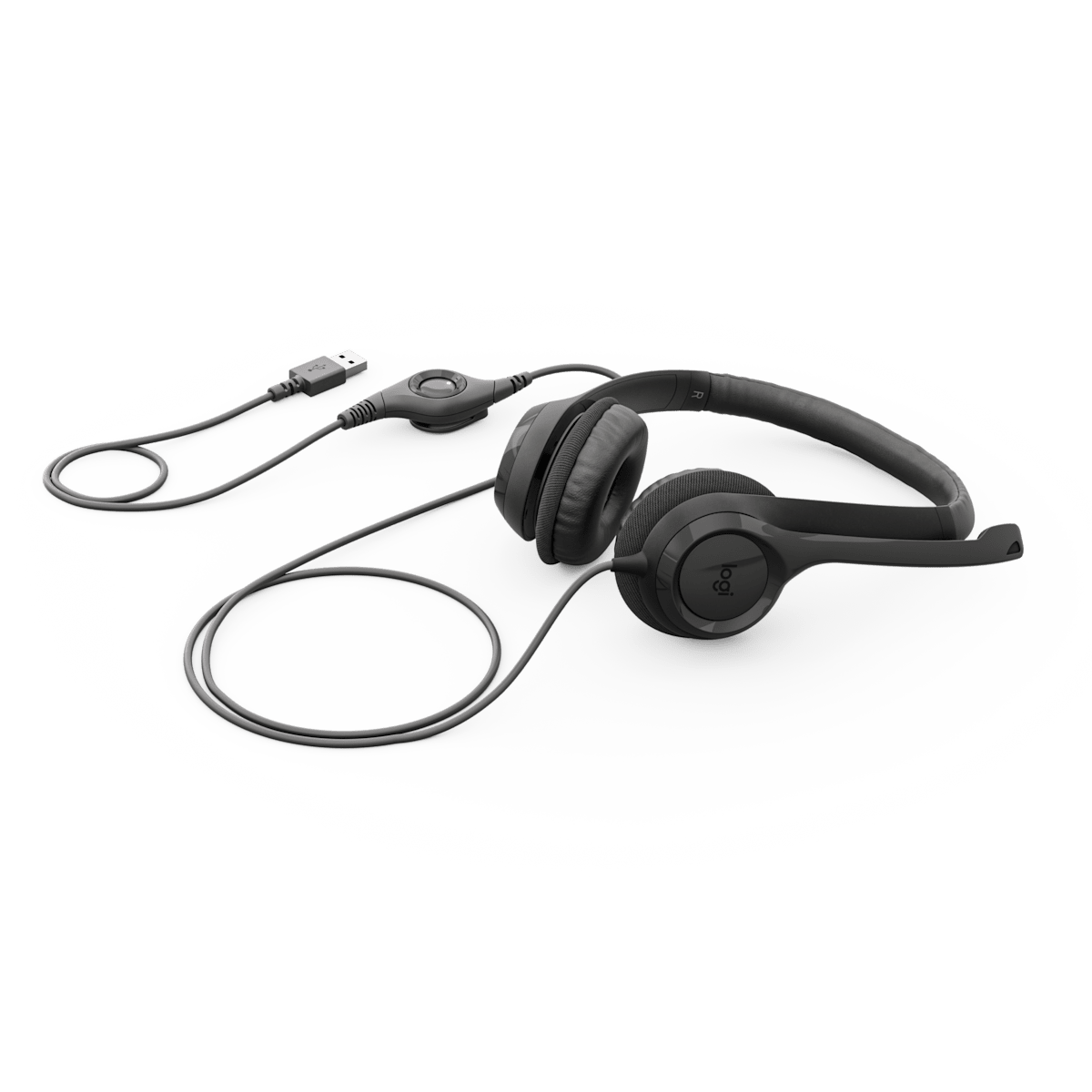 Logitech H390 Wired USB Stereo Headset – Black