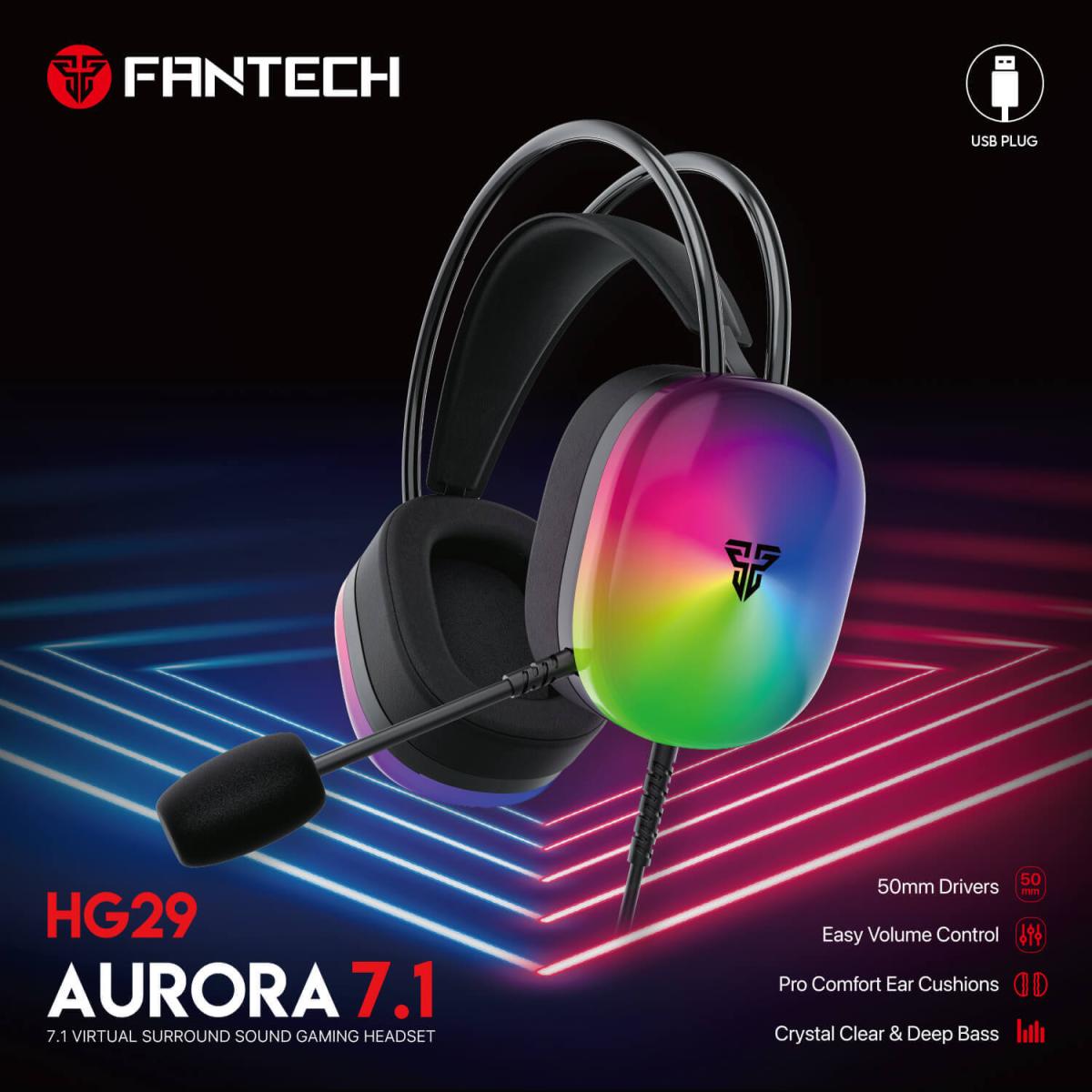 Fantech AURORA HG29 USB Wired 7.1 Virtual Surround Gaming Headset