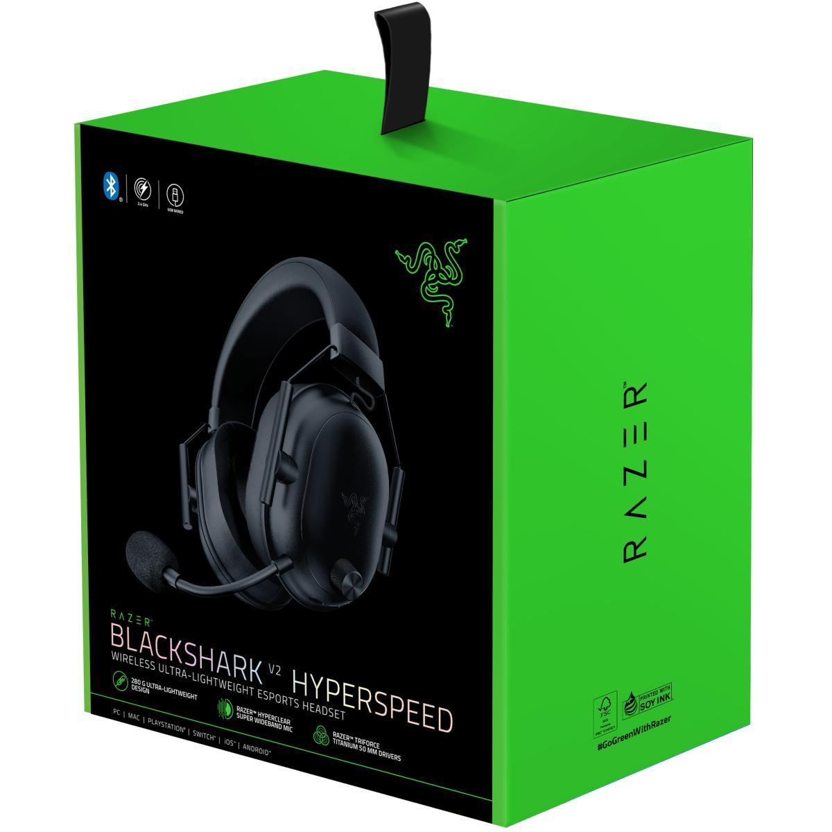 Razer BlackShark V2 HyperSpeed Wireless Gaming Headset, 2.4GHz & Bluetooth, THX 7.1 Spatial Audio