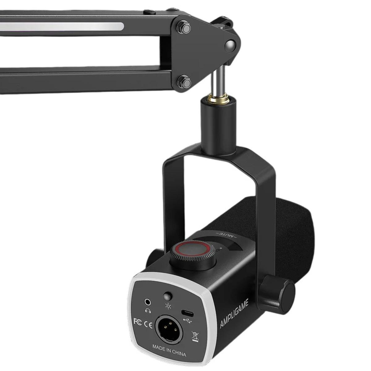 FIFINE AmpliGame AM8PROT USB/XLR Dynamic Microphone Kit with RGB Boom Arm - Black