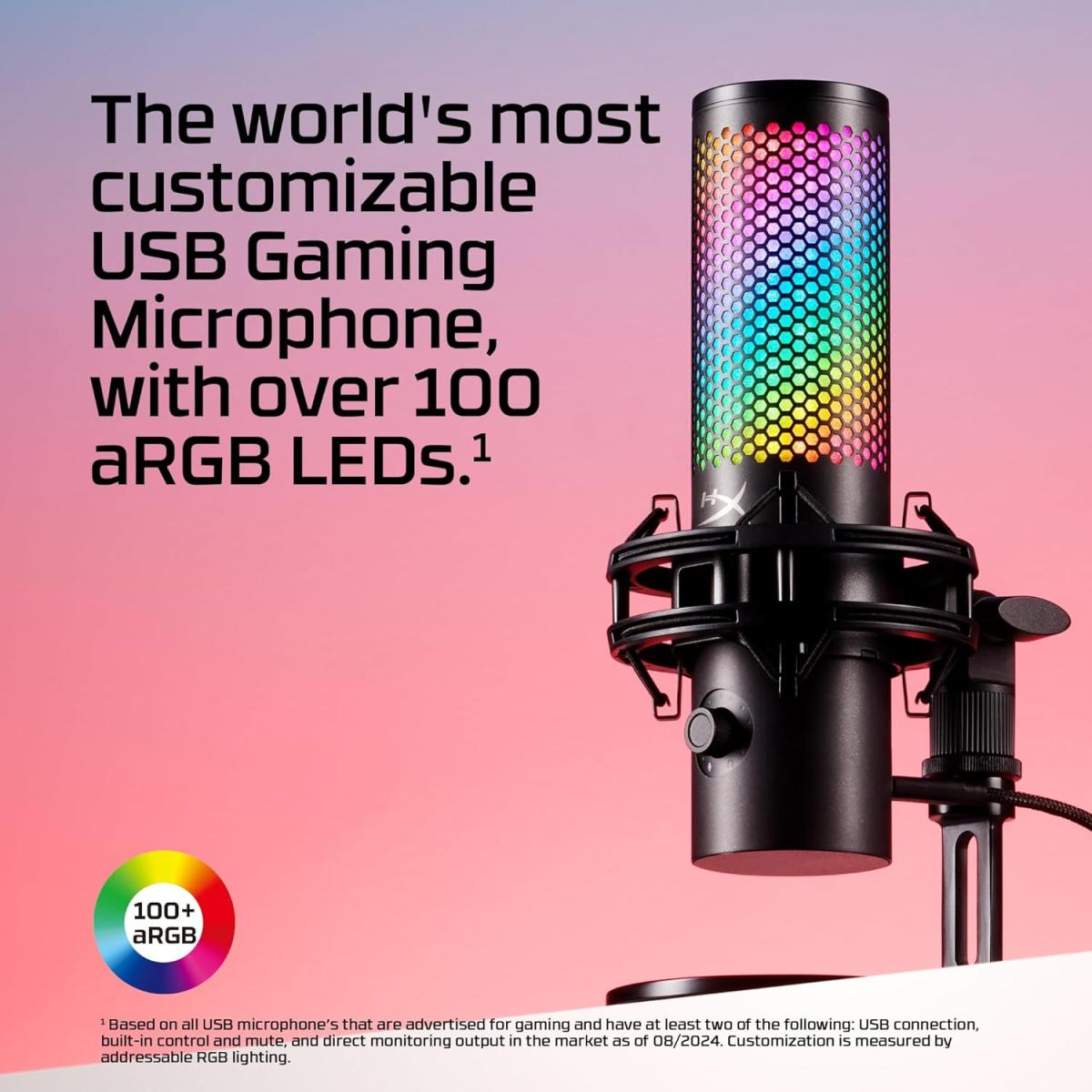 HyperX QuadCast 2 S USB RGB Condenser Microphone, 4 Polar Patterns