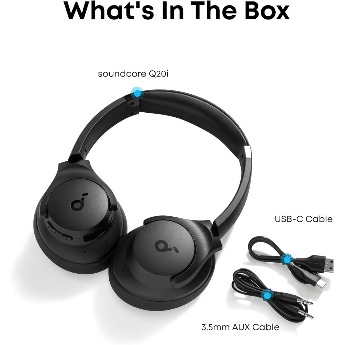 Soundcore Q20i Hybrid ANC Over-Ear Wireless Bluetooth Headphones — 40H Playtime, Hi-Res Audio