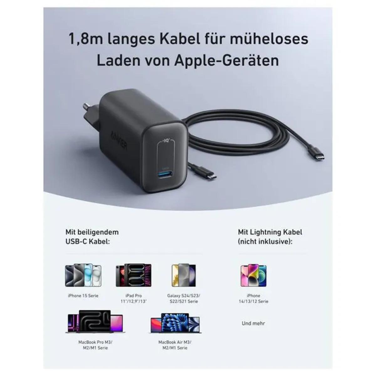 Anker Nano Charger 100W with USB-C Cable 6ft B2679G11 — Black