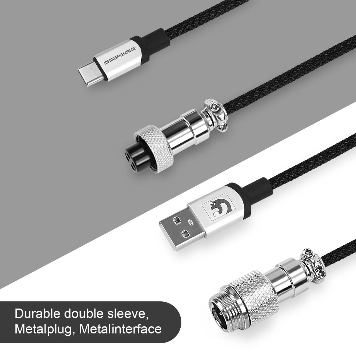 Attack Shark C01 PRO Coiled USB-C to USB-A Keyboard Cable - Black