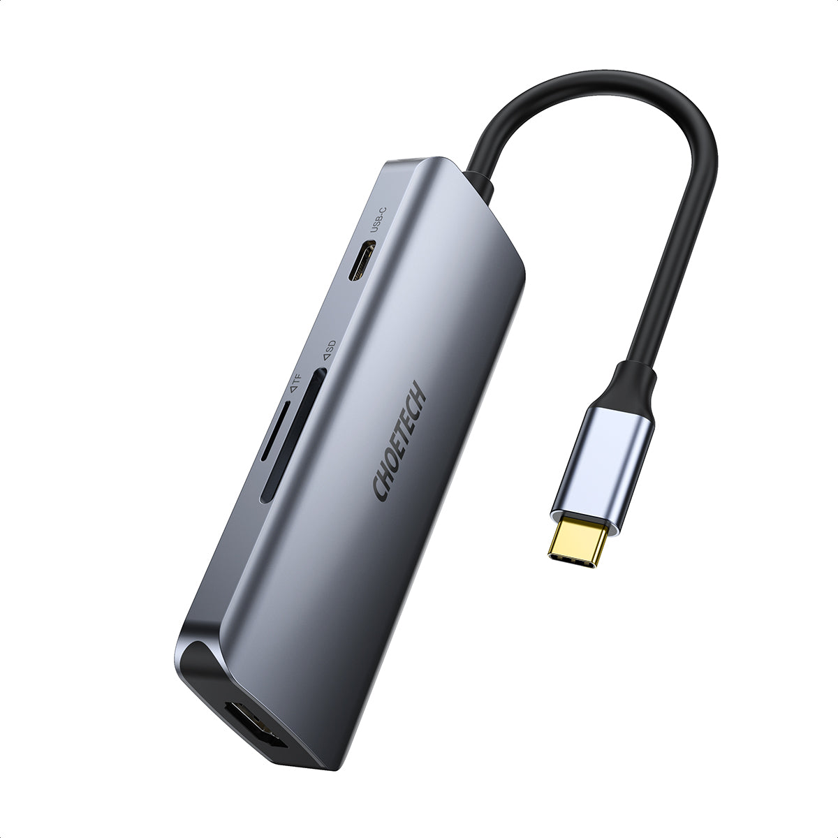 CHOETECH HUB-M19 7-in-1 USB-C Hub — 4K HDMI, 100W PD, 2× USB 3.0, SD/TF