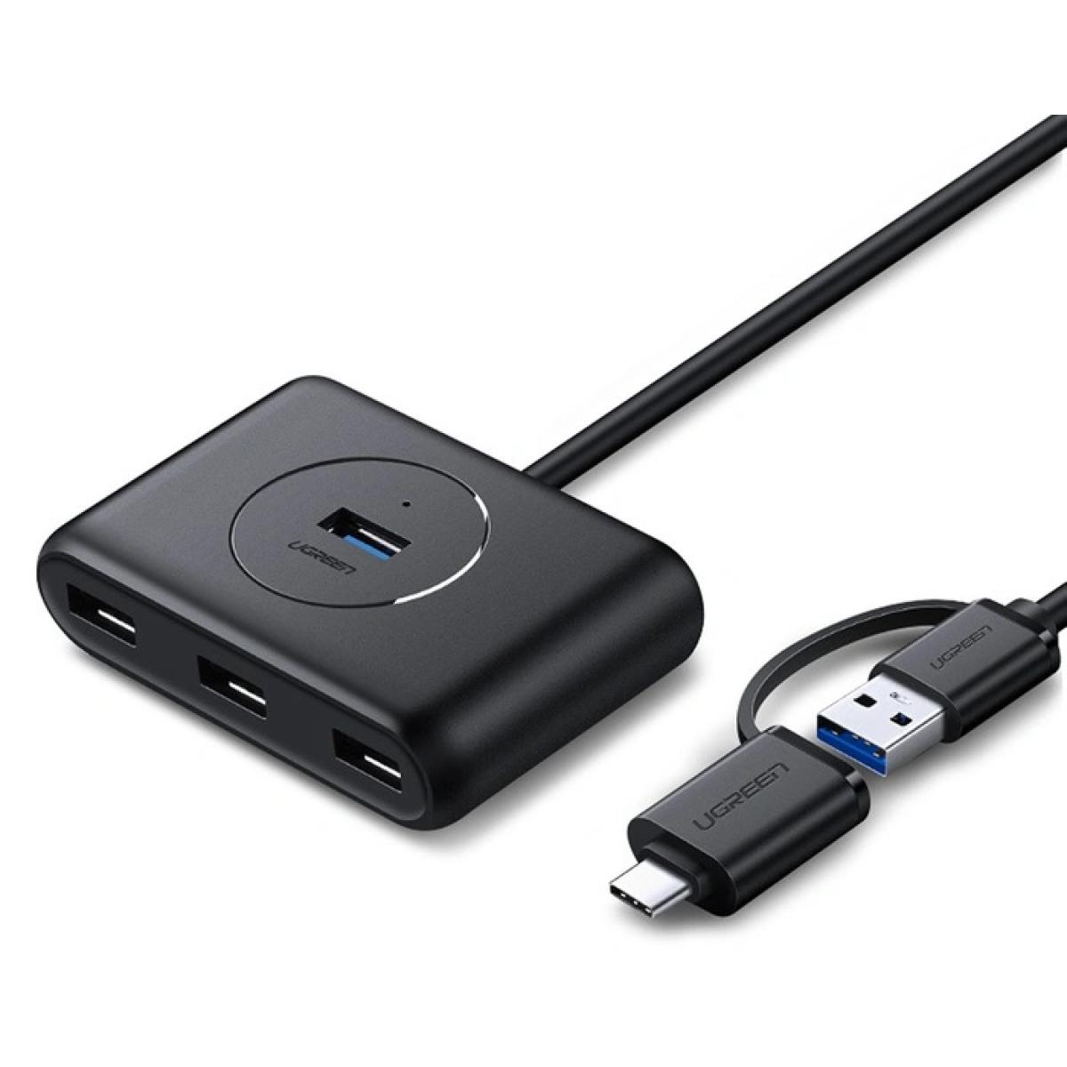 UGREEN 40850 USB 3.0 4-Port Hub with USB-A and USB-C Cable 1m