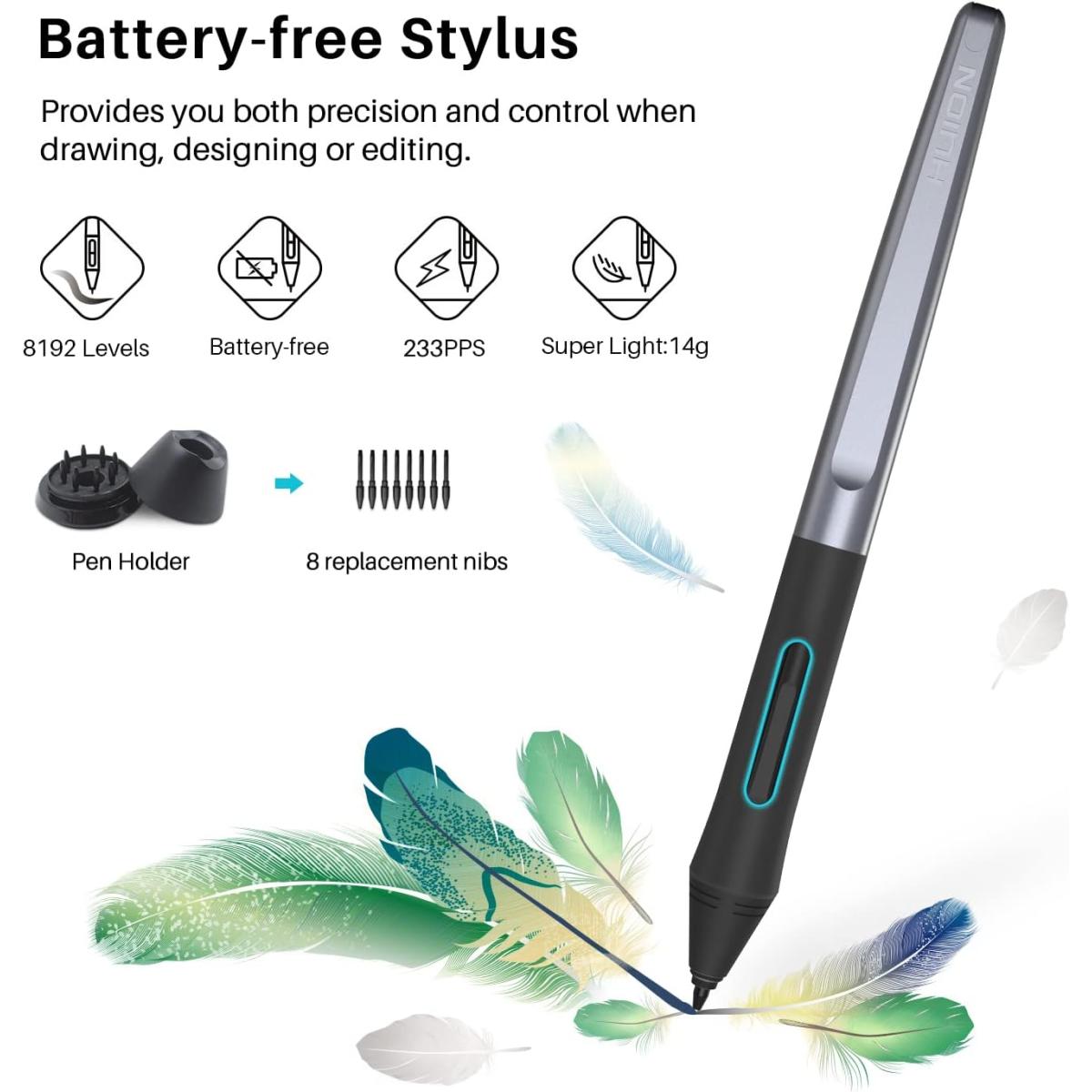 HUION Inspiroy H1060P Graphics Drawing Tablet, Battery-Free Stylus, 8192 Pressure Levels