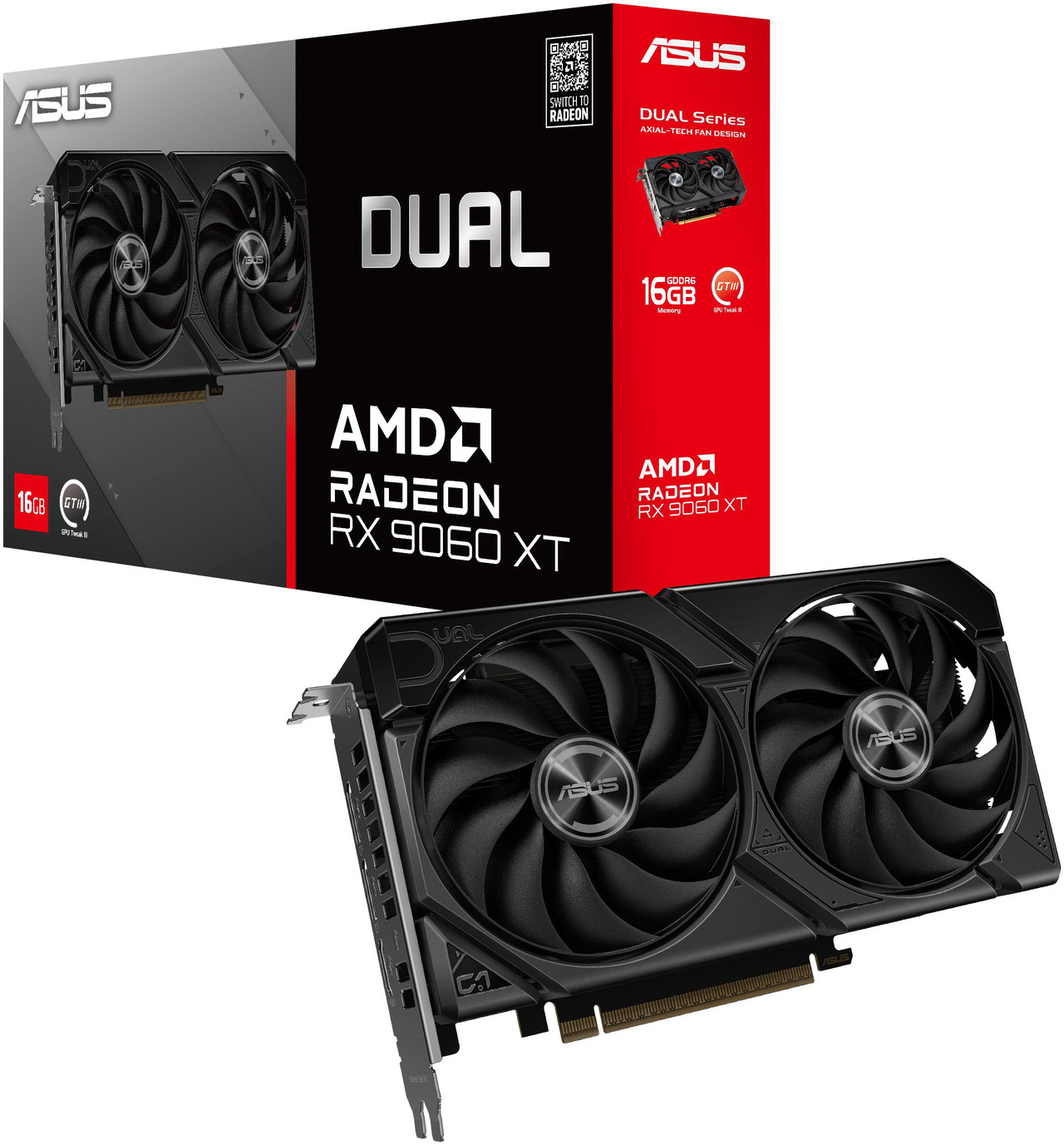 ASUS Dual AMD Radeon RX 9060 XT OC 16GB GDDR6 Graphics Card