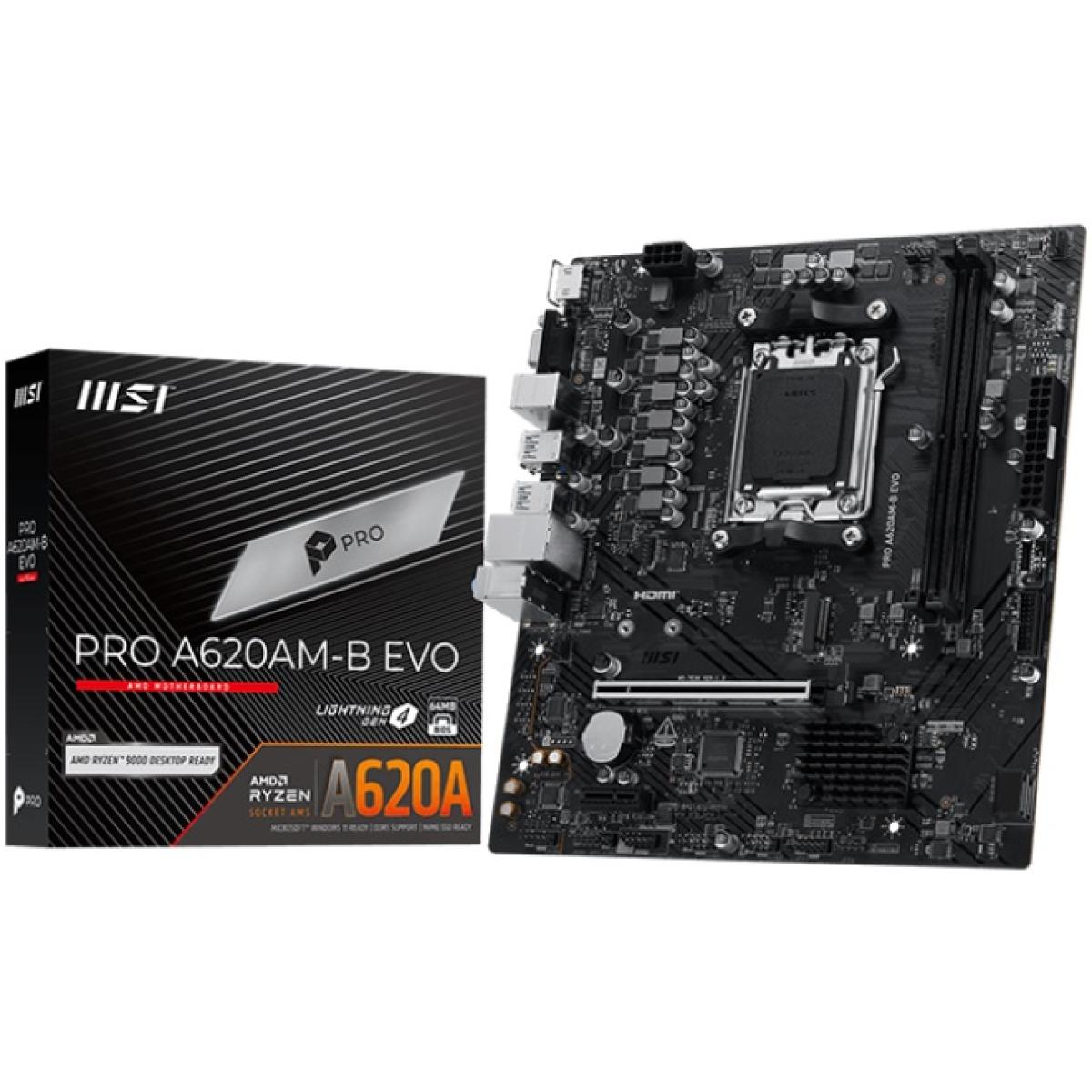 MSI PRO A620AM-B EVO Micro-ATX Motherboard, AM5, DDR5, PCIe 4.0