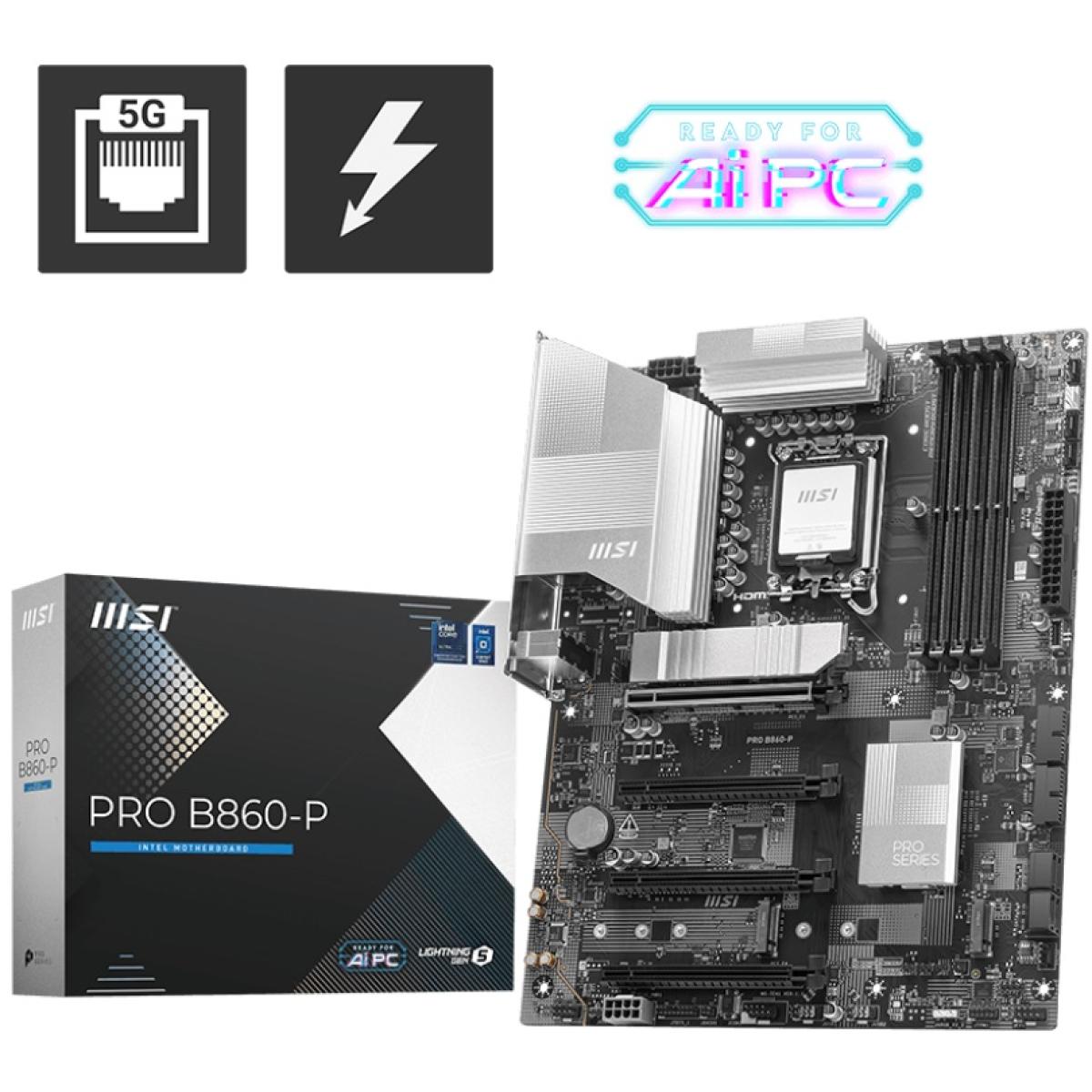 MSI PRO B860-P LGA1851 ATX Motherboard DDR5 PCIe 5.0 Thunderbolt 4