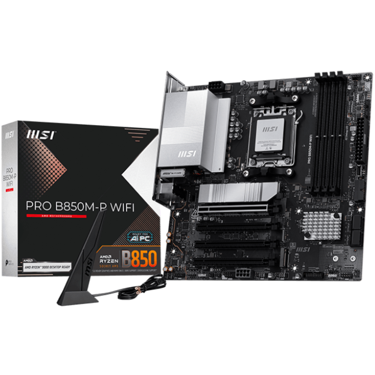 MSI PRO B850M-P WIFI Micro-ATX Motherboard, AM5, DDR5, PCIe 5.0, Wi-Fi 7