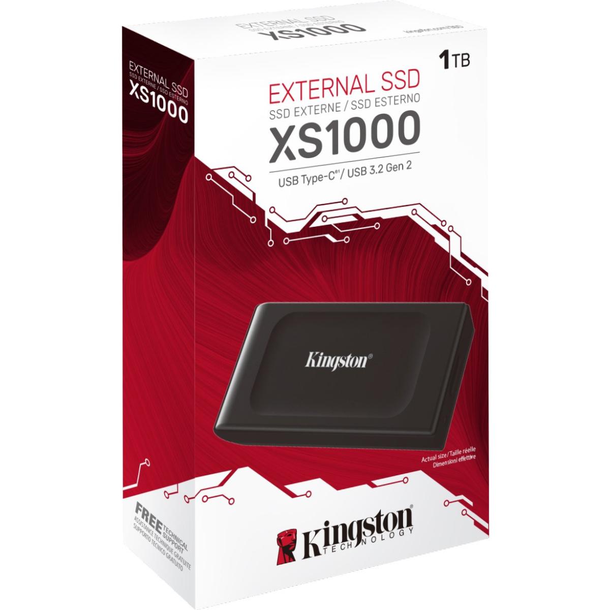 Kingston XS1000 1TB USB 3.2 Gen 2 Portable External SSD - Black