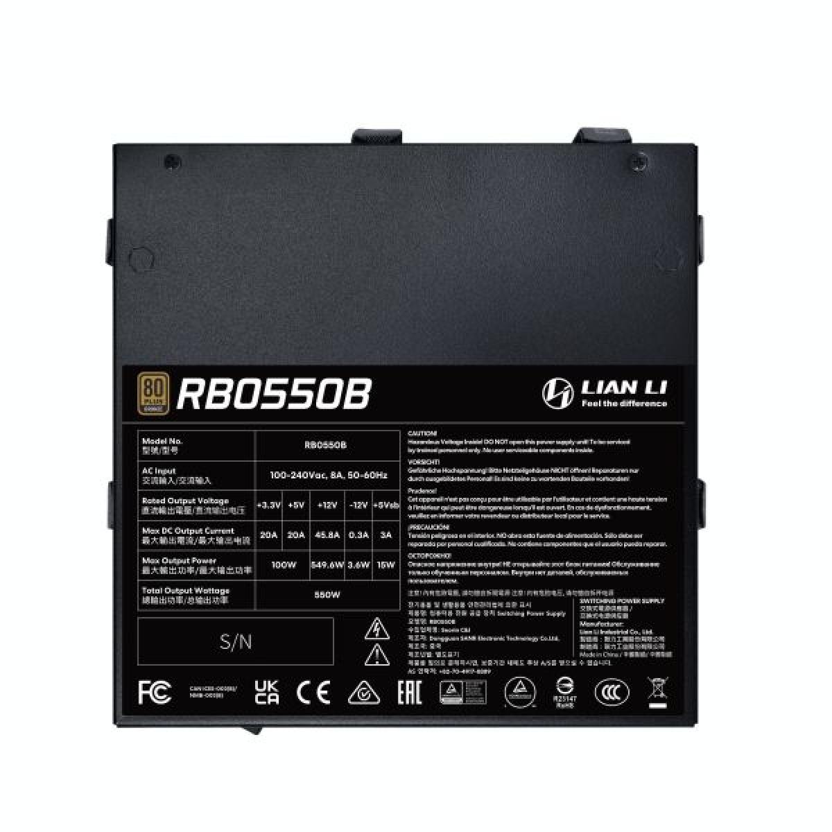 Lian Li RB550B 550W 80 PLUS Bronze Non-Modular PSU PCIe 5.1 (12V-2×6)