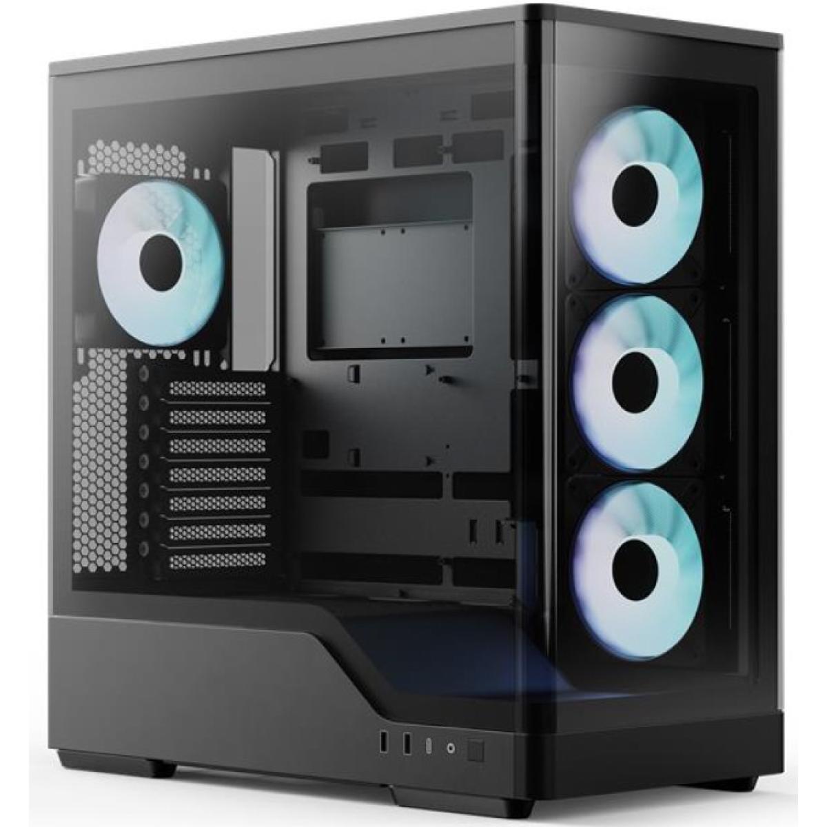Aerocool P500A Black ARGB ATX Mid Tower Case with 4 ARGB Fans, Tempered Glass & BTF Compatibility
