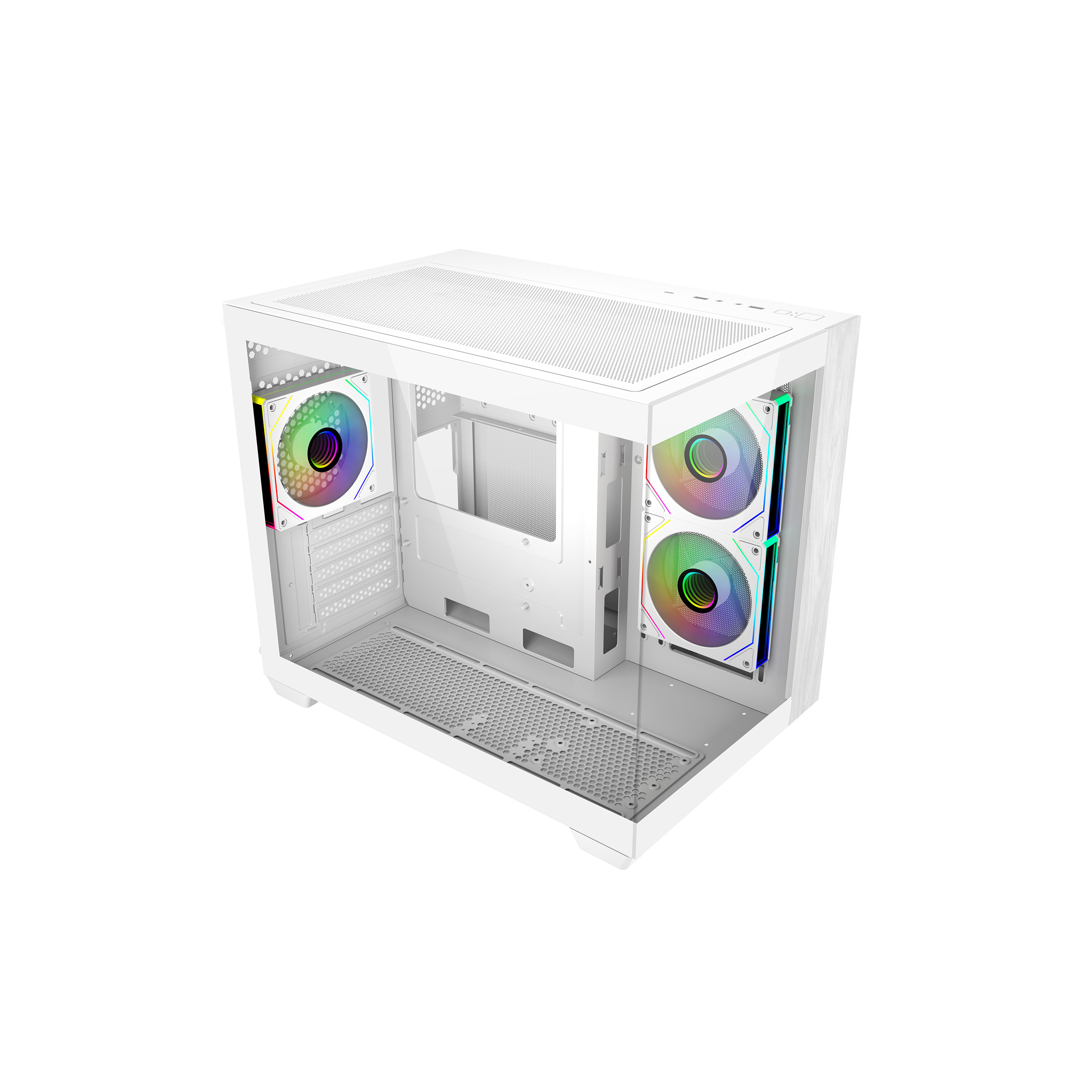 Cooler Master Elite 481 Wood Mid Tower Micro-ATX ARGB Tempered Glass Case White
