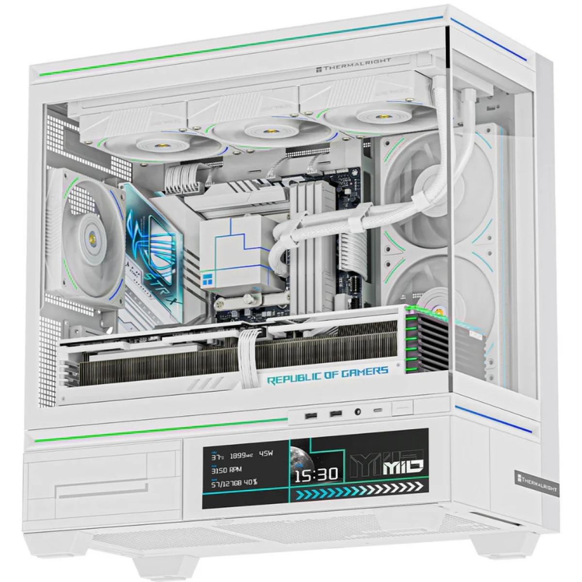 Thermalright TL-M10 Vision White mATX Mid Tower Tempered Glass Case with 4 ARGB 120mm Fans & 9.16-inch LCD